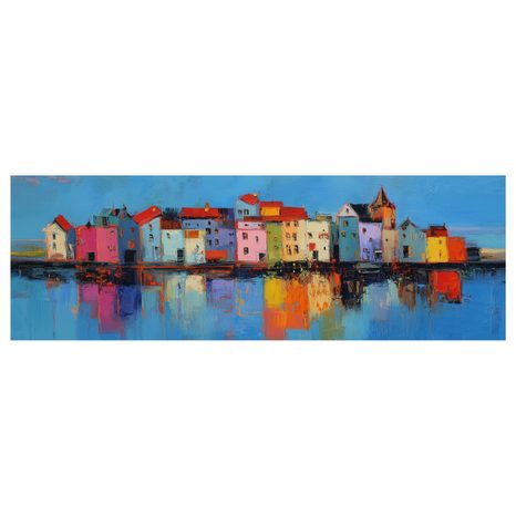 WANDBILD REFLEXIONEN STÄDTISCHER FARBEN - BUNTE HÄUSER - BILDER