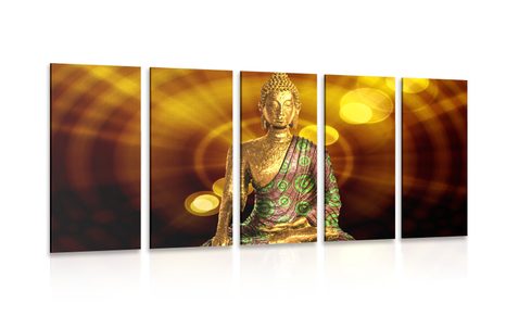 5 PART PICTURE BUDDHA STATUE WITH ABSTRACT BACKGROUND