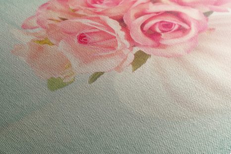 QUADRO SU TELA – ROSE NEL VASO - QUADRI DI FIORI - STAMPE E QUADRI