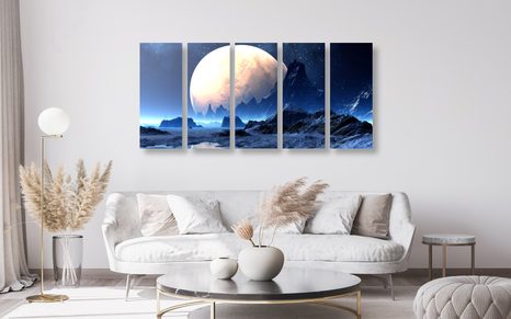 5-DÍLNÝ OBRAZ FANTASY KRAJINA - OBRAZY VESMÍRU A HVĚZD - OBRAZY