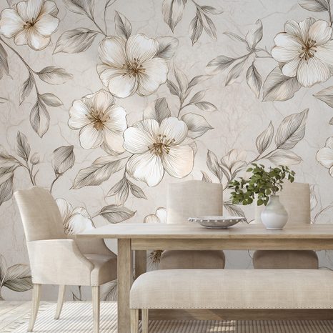 TAPET FLORI VINTAGE ÎN TONURI DELICATE - TAPET FLORI - TAPETURI