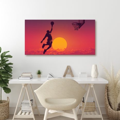 OBRAZ BASKETBALISTA V ZÁPADU SLUNCE - OBRAZY LIDÍ - OBRAZY