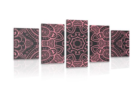 5 PART PICTURE MANDALA WITH INDIAN MOTIF IN PINK