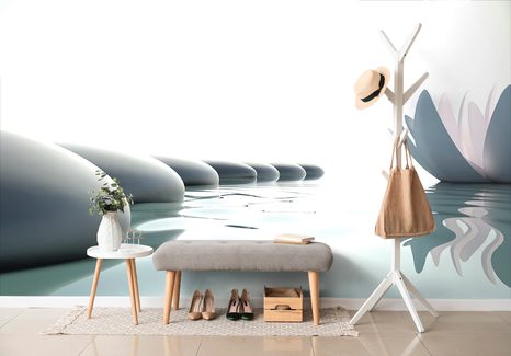 CARTA DA PARATI AUTOADESIVA – FIORE DI LOTO E PIETRE ZEN - CARTA DA PARATI AUTOADESIVE - CARTA DA PARATI