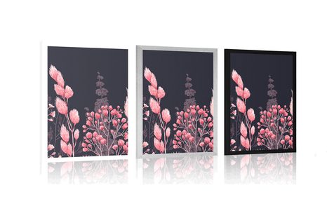 PLAKÁT VARIACE TRÁVY V RŮŽOVÉ BARVĚ - KVĚTINY - PLAKÁTY