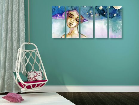 QUADRI 5 PEZZI – FATA LUNARE - QUADRI DI PERSONE - STAMPE E QUADRI