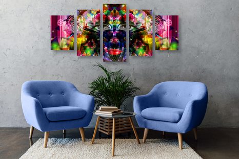TABLOU 5-PIESE FAȚA FEMININĂ ABSTRACTĂ - TABLOURI POP ART - TABLOURI