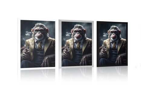 PLAGÁT ZVIERACÍ GANGSTER ŠIMPANZ - ZVIERACÍ GANGSTRI - PLAGÁTY