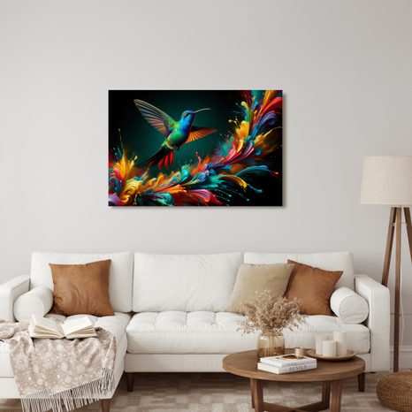 TABLOU COLIBRI COLORAT ÎN ZBOR - TABLOURI PĂSĂRI - TABLOURI