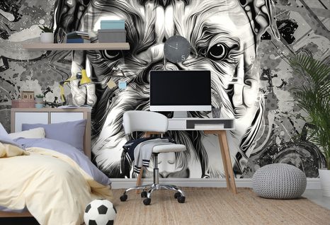 SAMOLEPÍCÍ TAPETA BULDOČEK V ČERNOBÍLÉM - SAMOLEPÍCÍ TAPETY - TAPETY