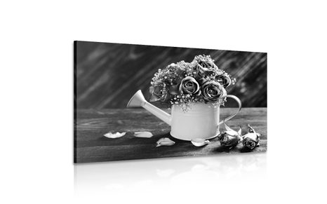 SLIKA ROŽE V KANGLICI V ČRNOBELI IZVEDBI - ČRNOBELE SLIKE - SLIKE