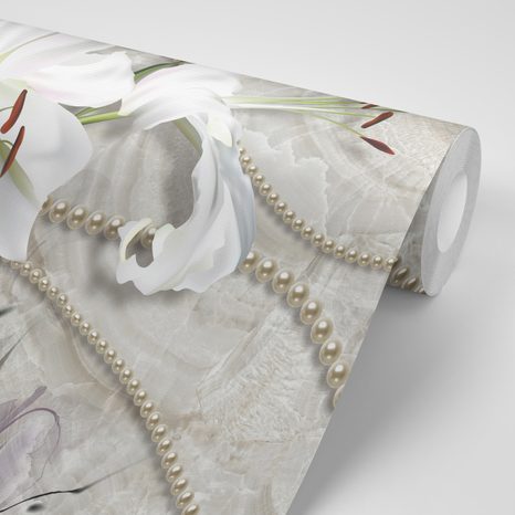 SAMOLEPÍCÍ TAPETA LILIE S PERLAMI - SAMOLEPÍCÍ TAPETY - TAPETY