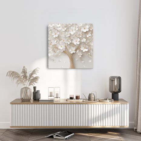 OBRAZ BÍLÁ HARMONIE STROMU ŽIVOTA - OBRAZY STROM ŽIVOTA - OBRAZY