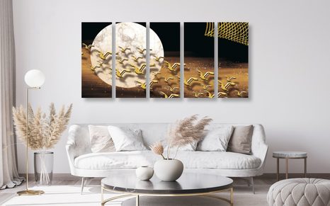TABLOU 5-PIESE ZBORUL PĂSĂRILOR ÎN TIMPUL LUNII PLINE - TABLOURI ABSTRACTE - TABLOURI