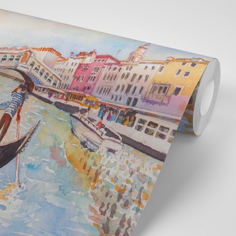 TAPETE VENEZIANISCHE GONDEL - TAPETEN IMITATION VON ÖLGEMÄLDE - TAPETEN