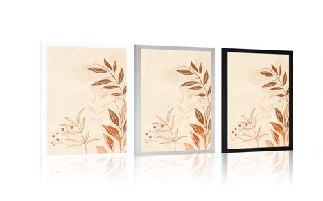 POSTER MINIMALISTISCHE BLÄTTER PEACH FUZZ - BÄUME UND LAUB - POSTER