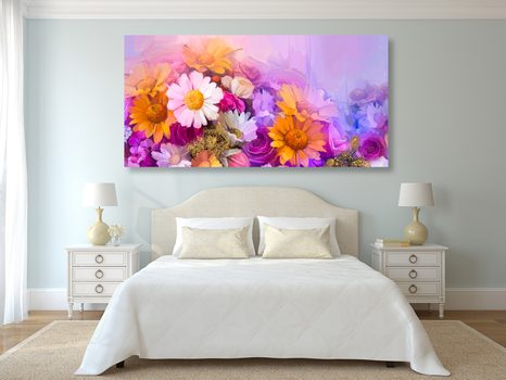 OBRAZ OLEJOMALBA BAREVNÝCH KVĚTŮ - OBRAZY ZÁTIŠÍ - OBRAZY