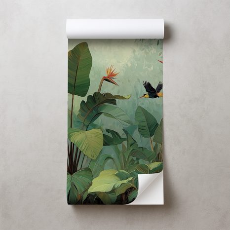 SAMOLEPÍCÍ TAPETA TROPICKÁ DŽUNGLE S EXOTICKÝMI PTÁKY - WALLPAPERS - 🔥 TOTAL SALE 🔥