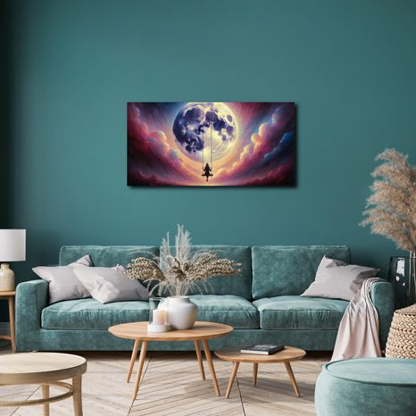 OBRAZ HOUPAČKA MEZI OBLAKY A MĚSÍCEM - OBRAZY MĚSÍC - OBRAZY