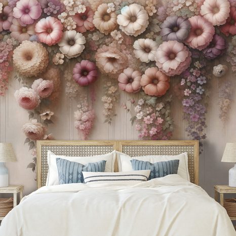 TAPETA PASTELOVÉ VISÍCÍ KVĚTY - TAPETY KVĚTINY - TAPETY