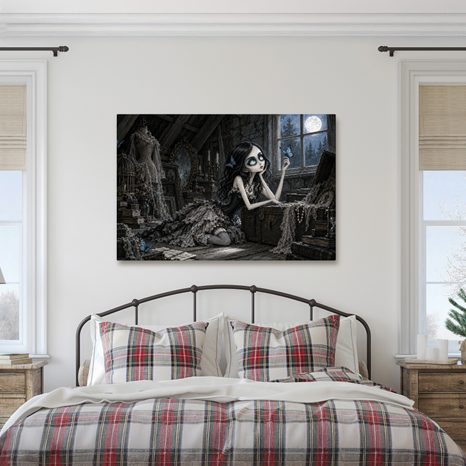 QUADRO SU TELA – RAGAZZA GOTICA CON FARFALLA - QUADRI HALLOWEEN E HORROR - STAMPE E QUADRI