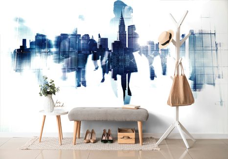 SAMOLEPIACA TAPETA SILUETY ĽUDÍ VO VEĽKOMESTE - SAMOLEPIACE TAPETY - TAPETY