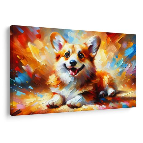 WANDBILD FREUDIGES WELPEN - BILDER VON HUNDEN - BILDER