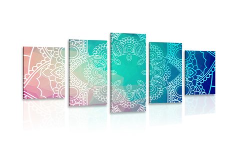 5-PIECE CANVAS PRINT PASTEL MANDALA - PICTURES FENG SHUI - PICTURES