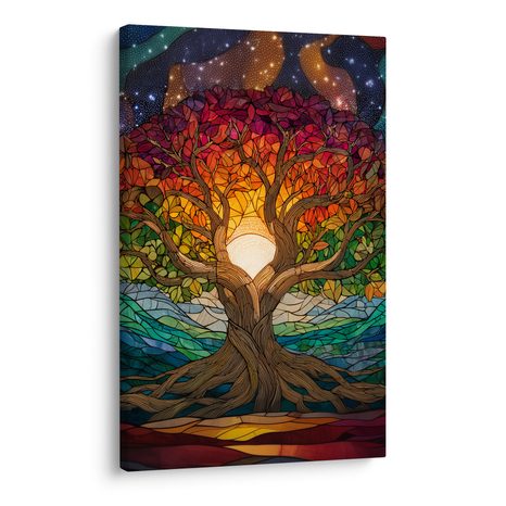 WANDBILD MYSTISCHER BAUM DES LEBENS UND STERNE - BILDER BÄUME DES LEBENS - BILDER