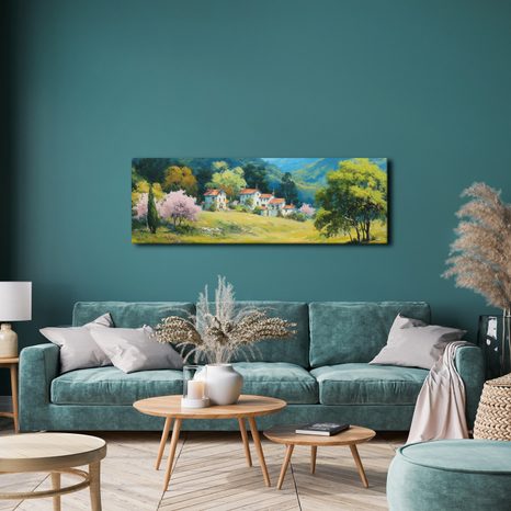 OBRAZ POHLED NA HORSKOU VESNICI - BAREVNÉ DOMY - OBRAZY