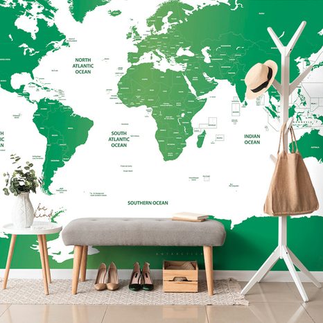 WALLPAPER WORLD MAP WITH INDIVIDUAL STATES IN GREEN - WALLPAPERS MAPS - WALLPAPERS