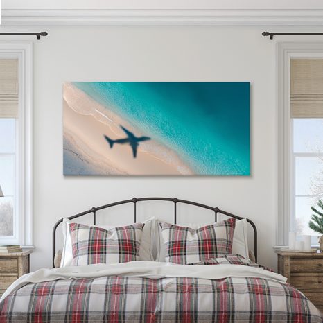 OBRAZ AZUROVÉ POBŘEŽÍ S LETADLEM - OBRAZY MOŘE A PLÁŽ - OBRAZY