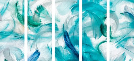 5- RÉSZES KÉP ZÖLD TOLLAK - CSENDÉLET KÉPEKEN - KÉPEK