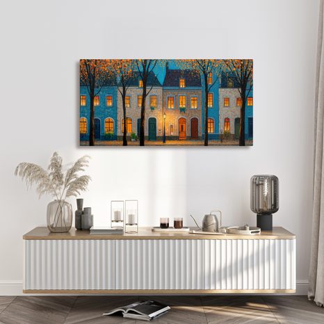 OBRAZ KOUZELNÁ PODZIMNÍ ATMOSFÉRA - BAREVNÉ DOMY - OBRAZY