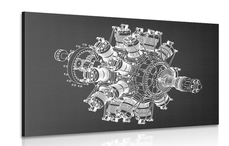 CANVAS PRINT RADIAL ENGINE - BLACK AND WHITE PICTURES - PICTURES