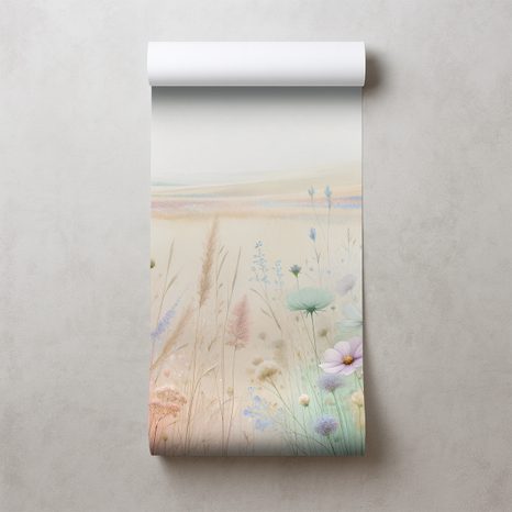 TAPETA PASTELOVÉ KVĚTY NA LOUCE - TAPETY KVĚTINY - TAPETY