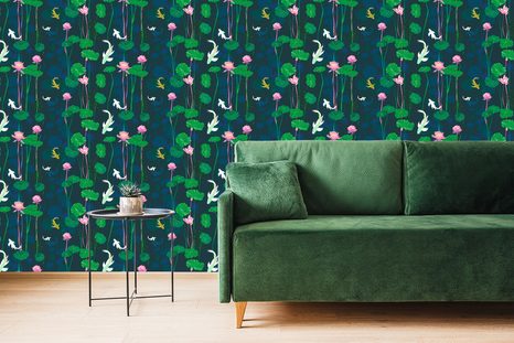 WALLPAPER WATER LILIES AND KOI CARPS - WALLPAPERS ANIMALS - WALLPAPERS