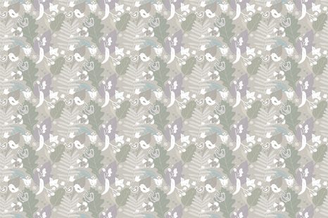 CARTA DA PARATI – MOTIVO POPOLARE IN VERSIONE VERDE - CARTA DA PARATI VINTAGE A RETRO - CARTA DA PARATI