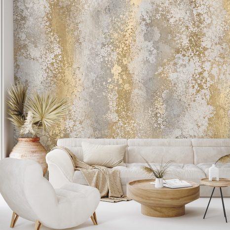 ZELFKLEVEND FOTOBEHANG ABSTRACTE GOUDEN PATINA IN GLAMOURSTIJL - FOTOBEHANG ABSTRACT - FOTOBEHANG