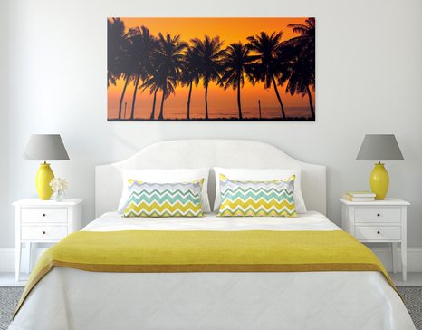 WANDBILD SONNENUNTERGANG ÜBER DEN PALMEN - BILDER VON NATUR UND LANDSCHAFT - BILDER