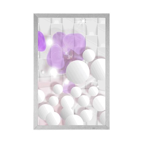 PLAKÁT ORCHIDEJ NA ABSTRAKTNÍM POZADÍ - KVĚTINY - PLAKÁTY