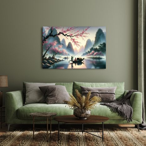 WANDBILD FISCHER UNTER KIRSCHBLÜTEN - WANDBILDER NACH MOTIV - BILDER