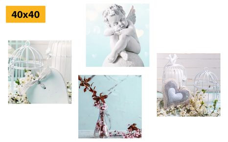 SET OBRAZŮ JEMNÉ ZÁTIŠÍ S ANDÍLKEM - SESTAVY OBRAZŮ - OBRAZY