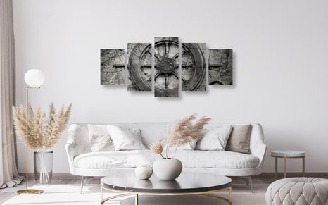 5-DÍLNÝ OBRAZ NÁMOŘNICKÉ KORMIDLO - ČERNOBÍLÉ OBRAZY - OBRAZY