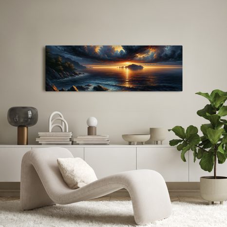 OBRAZ ZLATÉ SVĚTLO NA HLADINĚ - OBRAZY MOŘE A PLÁŽ - OBRAZY