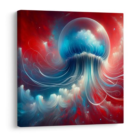 WANDBILD ÄTHERISCHE QUALLE IN DEN WOLKEN - WANDBILDER UNTERWASSERWELT - BILDER