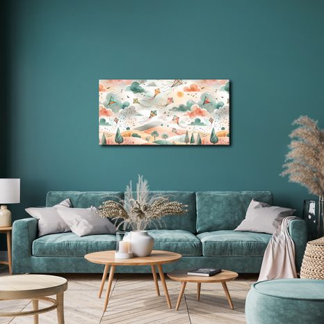 OBRAZ HŘEJIVÉ ODPOLEDNE S LÉTAJÍCÍMI DRAKY - DĚTSKÉ OBRAZY - OBRAZY