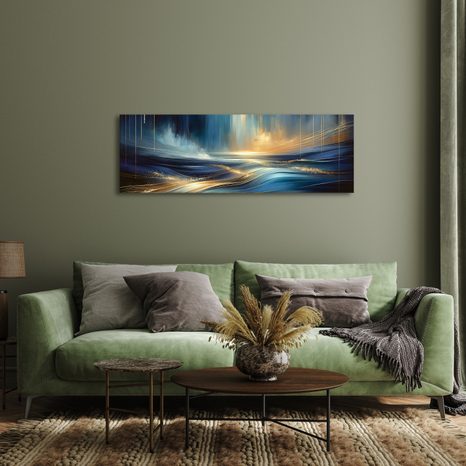 OBRAZ ZLATÉ ČÁRY NA MODRÉ HLADINĚ - OBRAZY MOŘE A PLÁŽ - OBRAZY