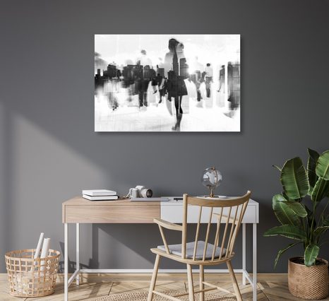 KÉP ÜZLETEMBEREK SZILUETTJEI FEKETE FEHÉRBEN - FEKETE-FEHÉR KÉPEK - KÉPEK