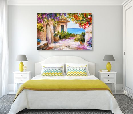 OBRAZ LETNÝ POBREŽNÝ DOMČEK - OBRAZY PRÍRODY A KRAJINY - OBRAZY